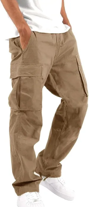 Cargo Pants Waist Color Sports Hat Multi Woven Pocket Foot Rope Solid Hiking Outdoor Track Jogging Sweatpants Pants