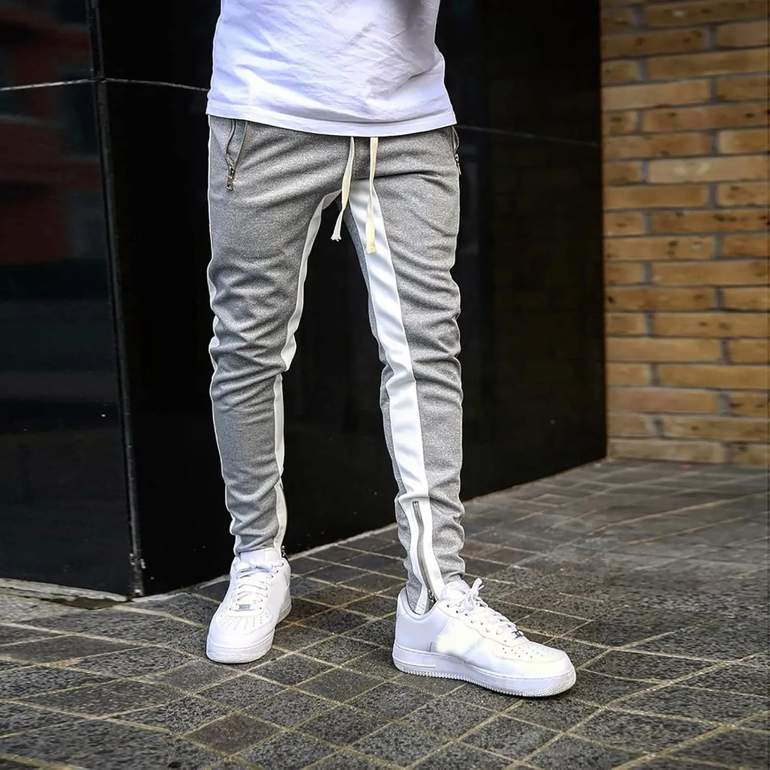 Cargo Sweatpants for Men Pants Sport Daily Workout Pants Mens Baggy Sweatpants with Pockets Fleece Sweat Pants Black