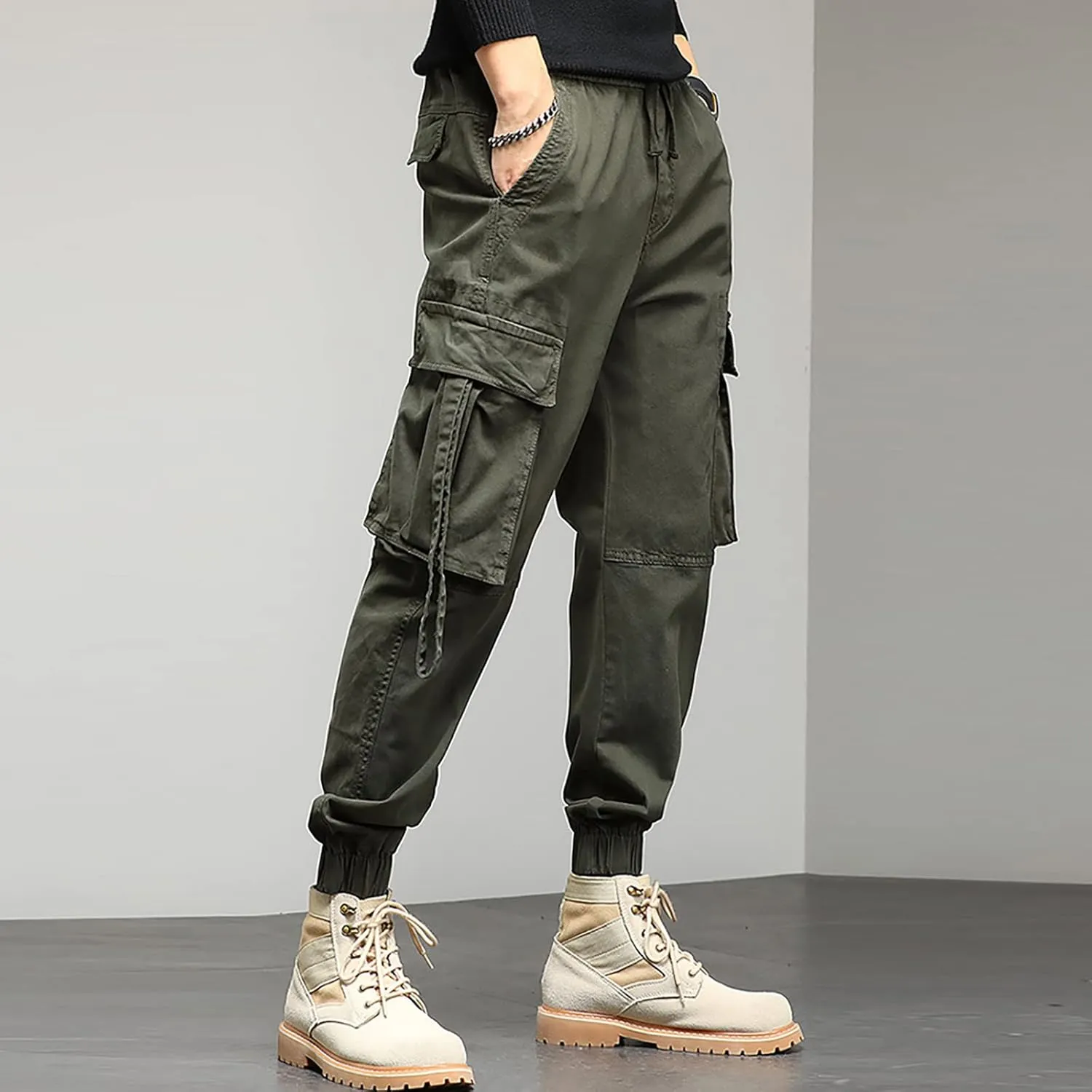 Cargo Sweatpants for Men Pants with 9 Pockets Lightweight Ripstop Cargo Work Pants Mens Wild Cargo Pants White Cargo