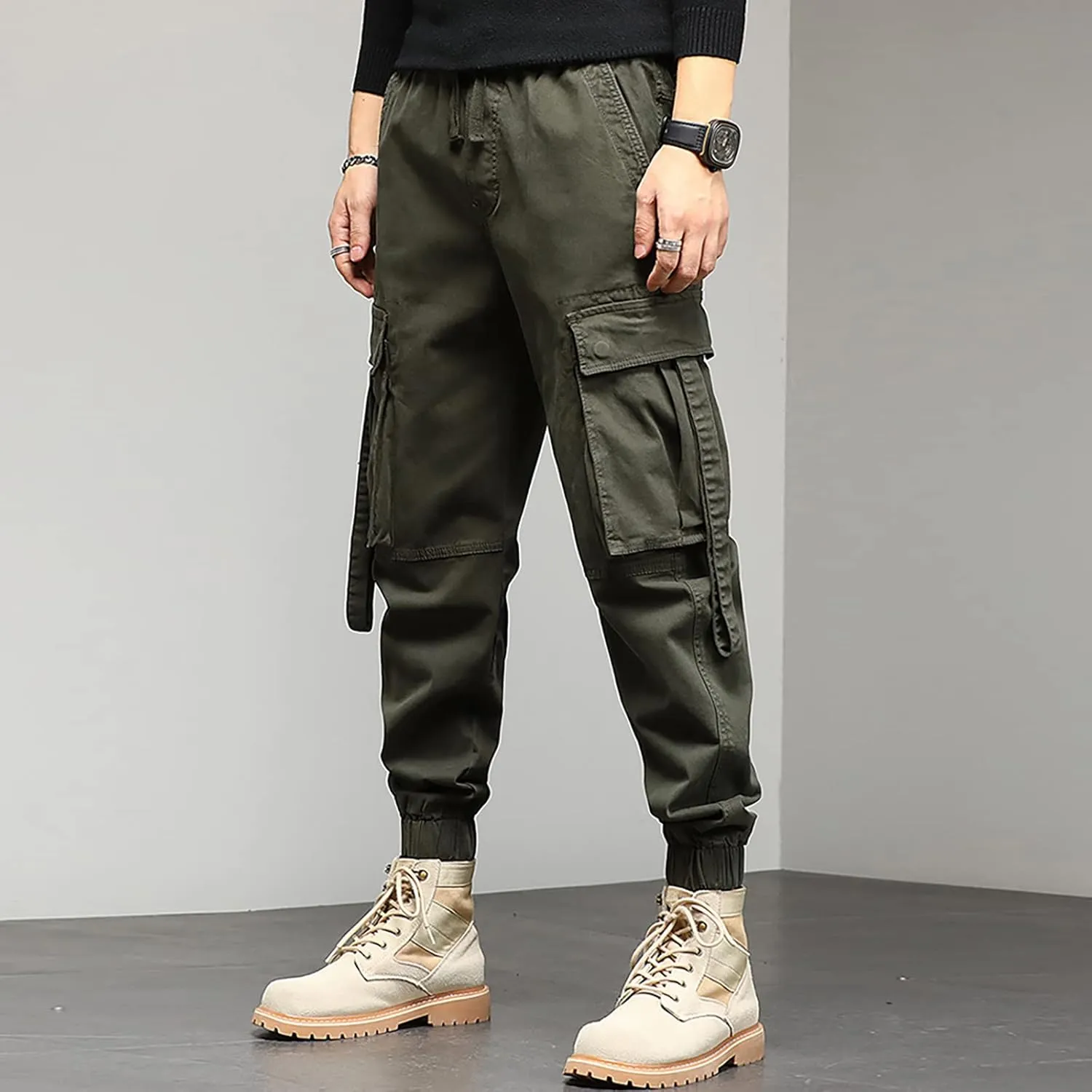 Cargo Sweatpants for Men Pants with 9 Pockets Lightweight Ripstop Cargo Work Pants Mens Wild Cargo Pants White Cargo