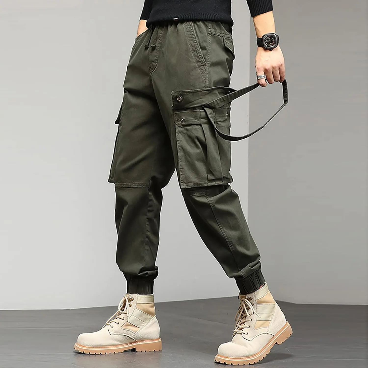 Cargo Sweatpants for Men Pants with 9 Pockets Lightweight Ripstop Cargo Work Pants Mens Wild Cargo Pants White Cargo