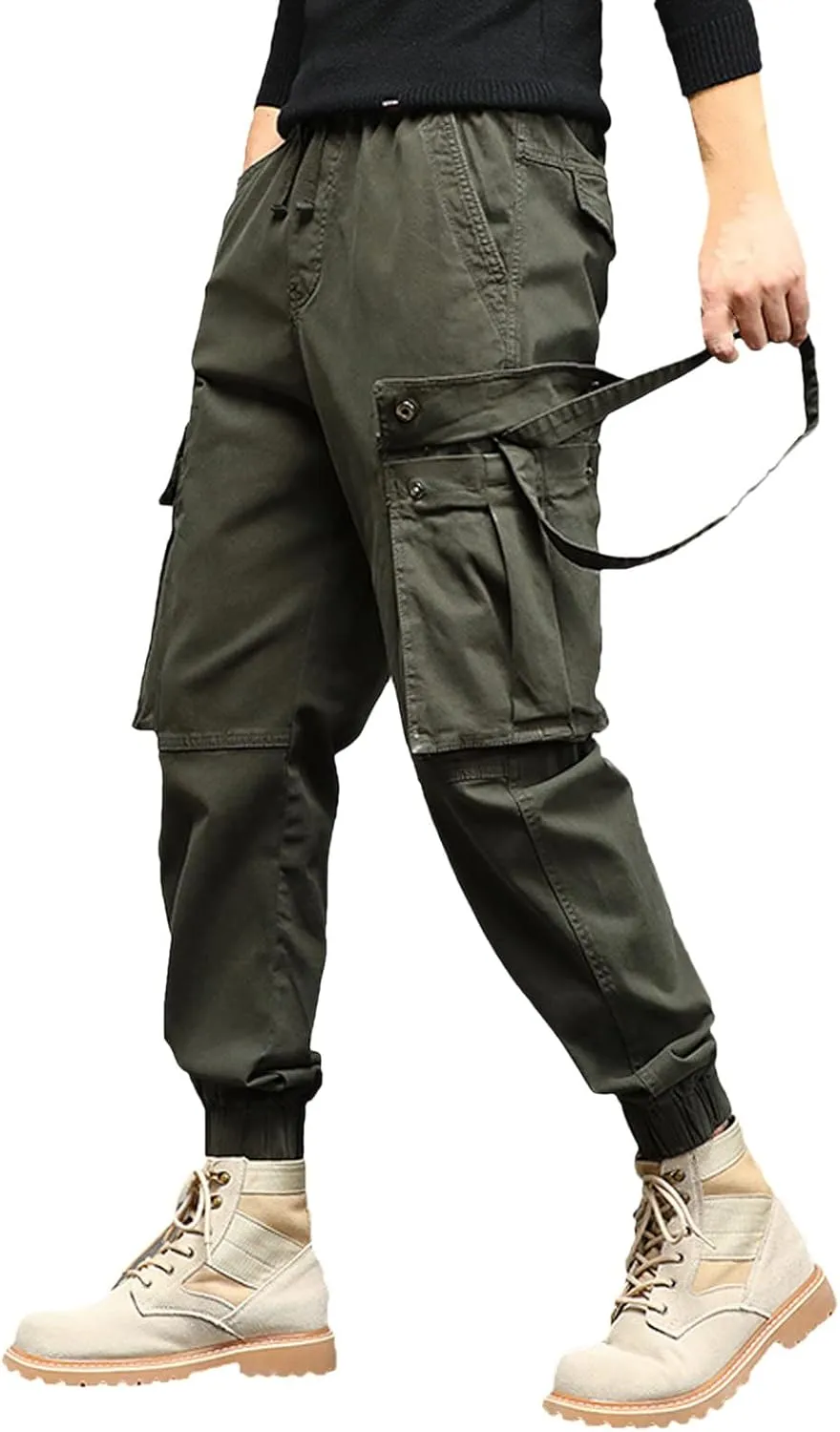 Cargo Sweatpants for Men Pants with 9 Pockets Lightweight Ripstop Cargo Work Pants Mens Wild Cargo Pants White Cargo