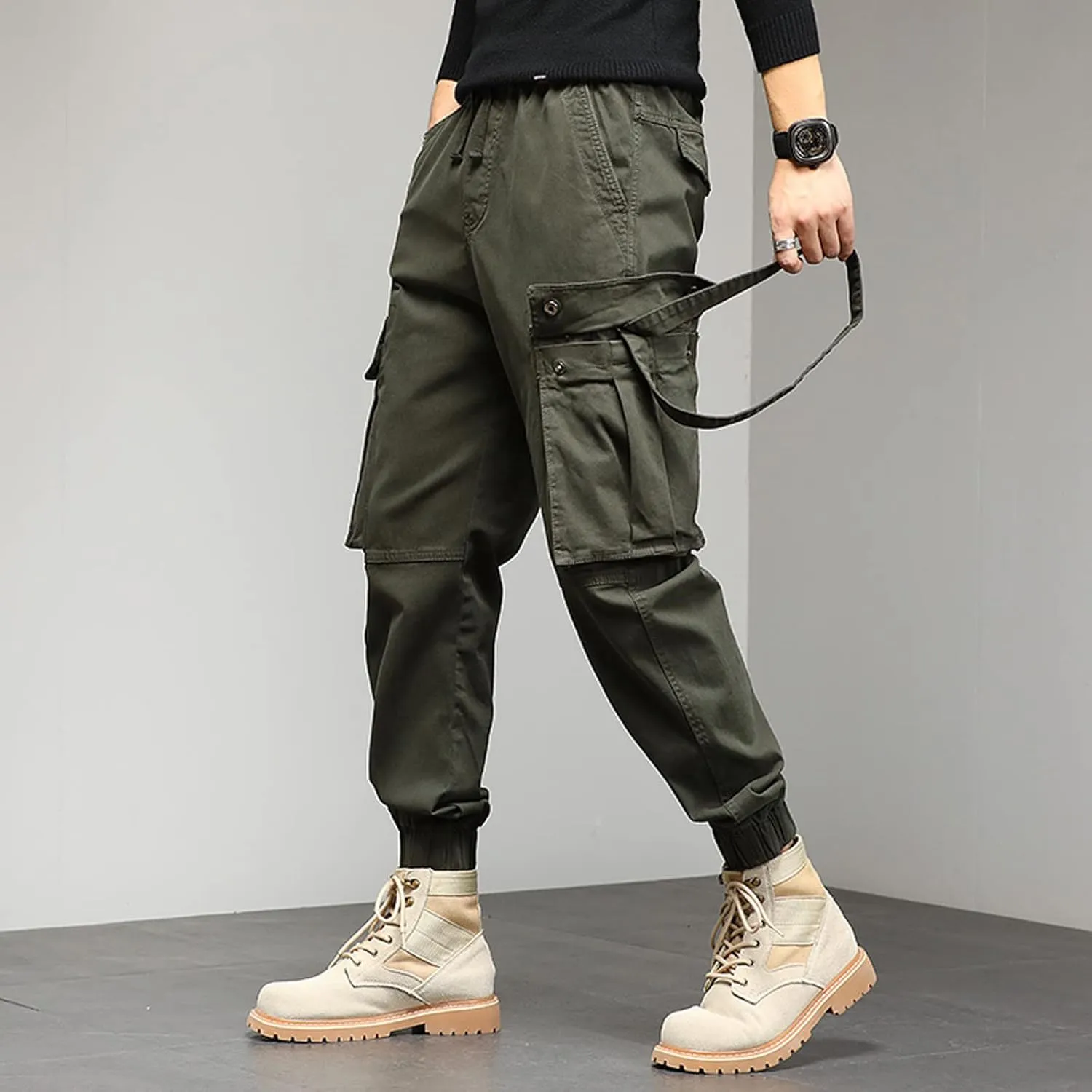 Cargo Sweatpants for Men Pants with 9 Pockets Lightweight Ripstop Cargo Work Pants Mens Wild Cargo Pants White Cargo