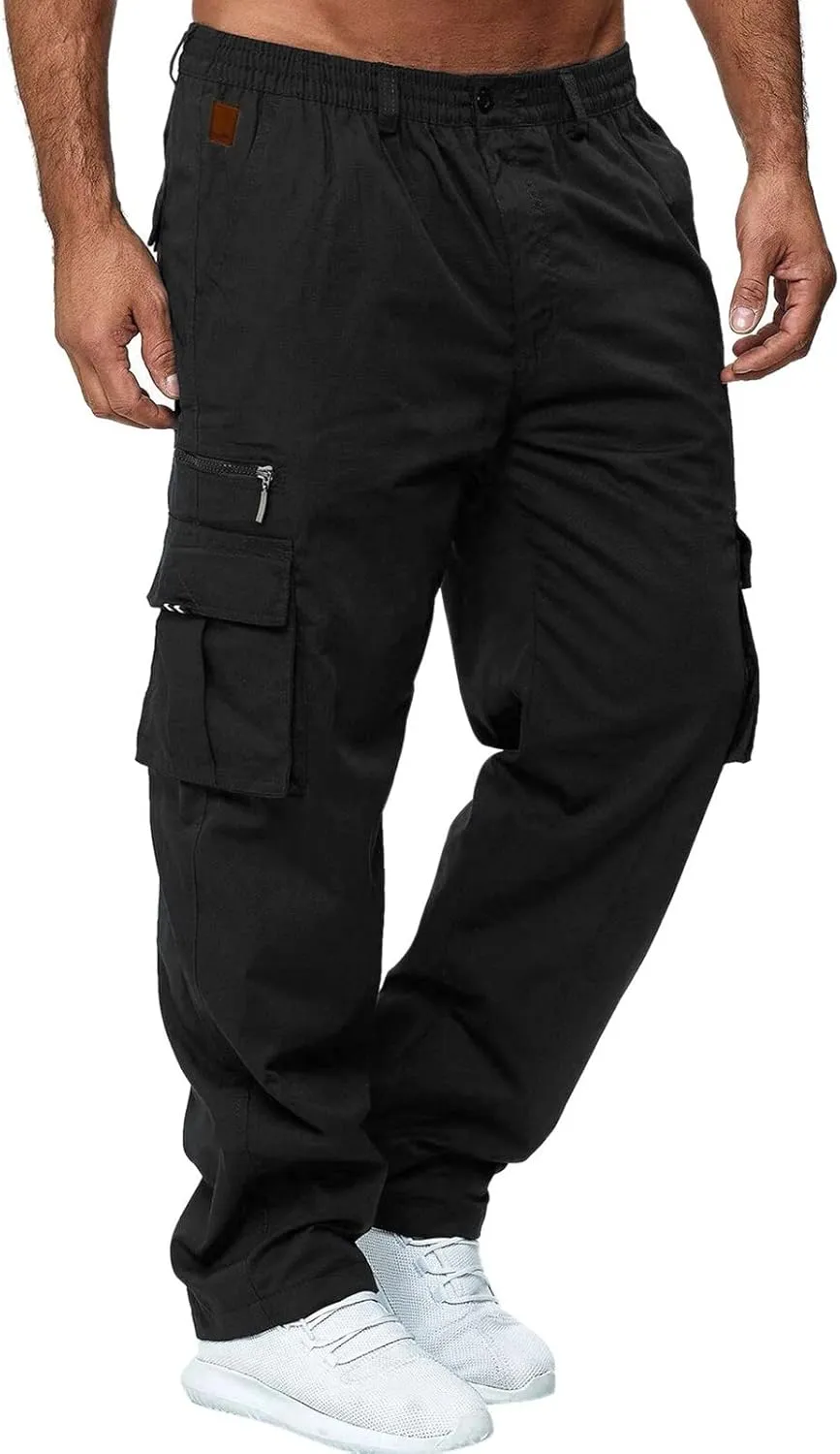 Cargo Trousers for Men Jogger Pants Sweatpants for Men with Pockets Mens Heavyweight Sweatpants Fleece Lined Cargo