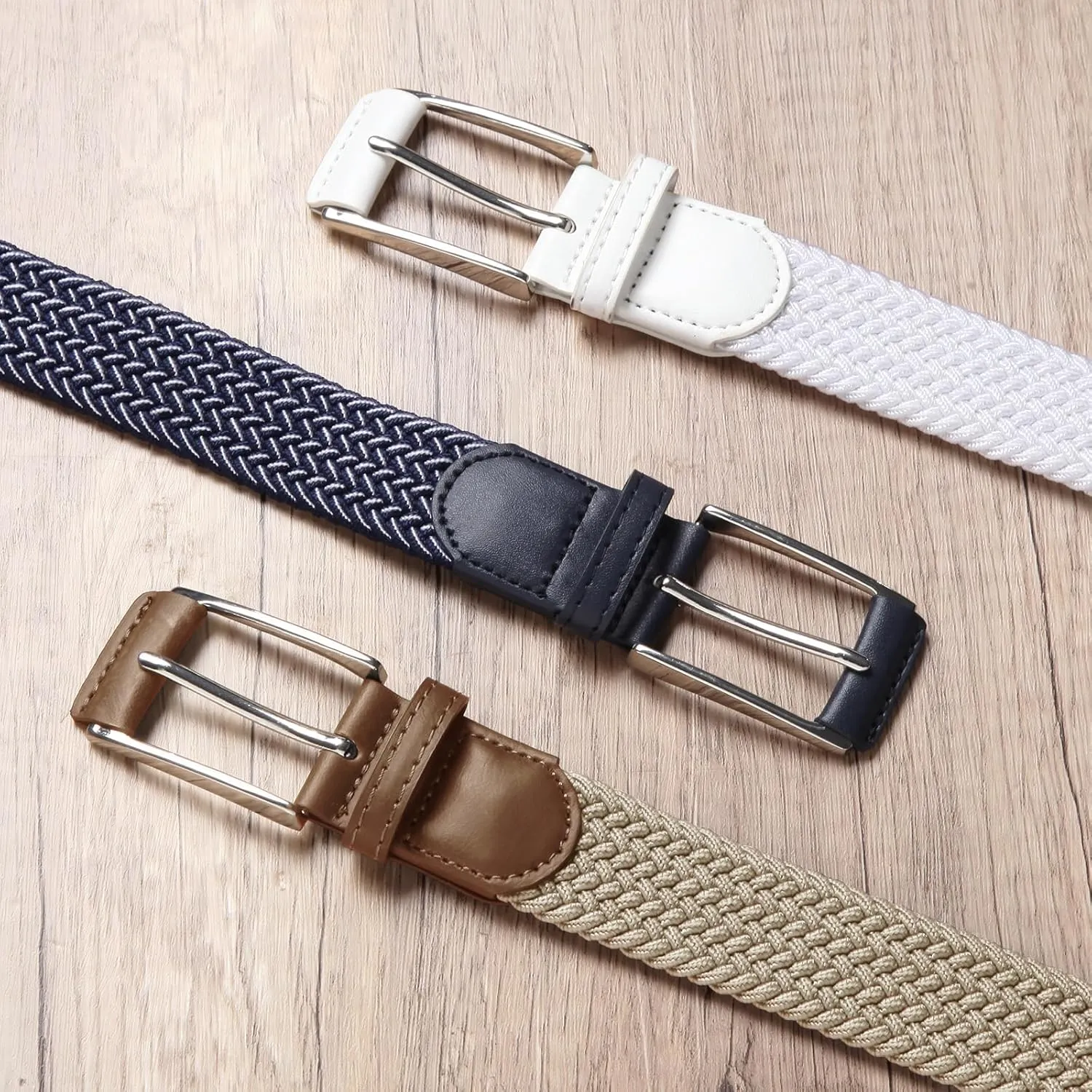 Casual Stretch Belts for Men, Adjustable Braided Mens Elastic Belt, Ideal Gifts for Golf, Dress, Work