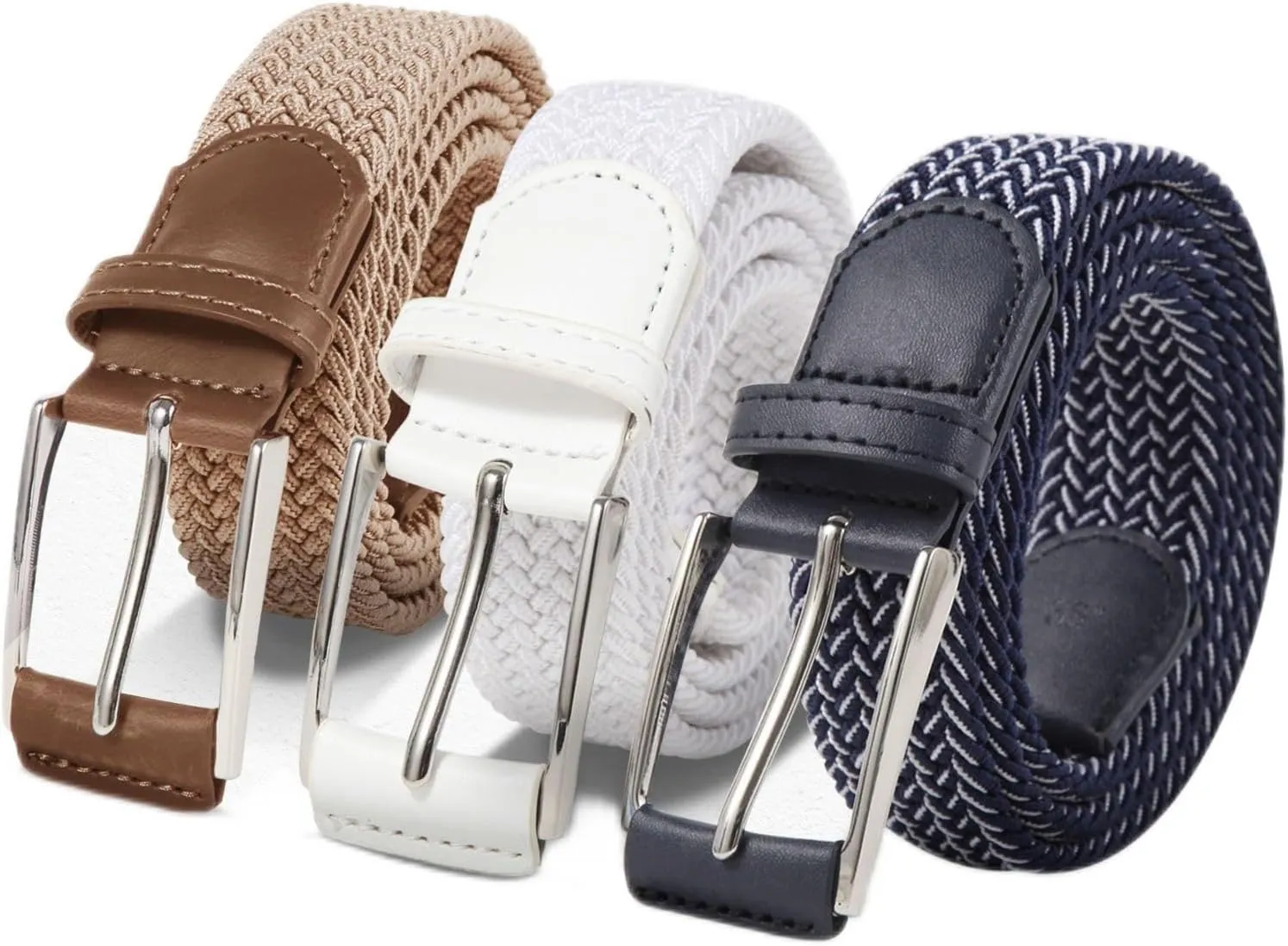 Casual Stretch Belts for Men, Adjustable Braided Mens Elastic Belt, Ideal Gifts for Golf, Dress, Work