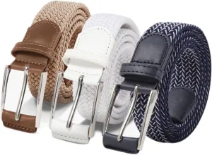 Casual Stretch Belts for Men, Adjustable Braided Mens Elastic Belt, Ideal Gifts for Golf, Dress, Work