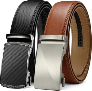 CHAOREN Leather Ratchet Belt Men 2 Pack - Customizable Fit, Effortless Style (35mm)