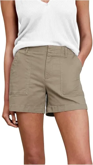 Chino Shorts for Women Casual Summer Linen Shorts Pull On Elastic High Waisted Wide Leg Lounge Short with Pockets