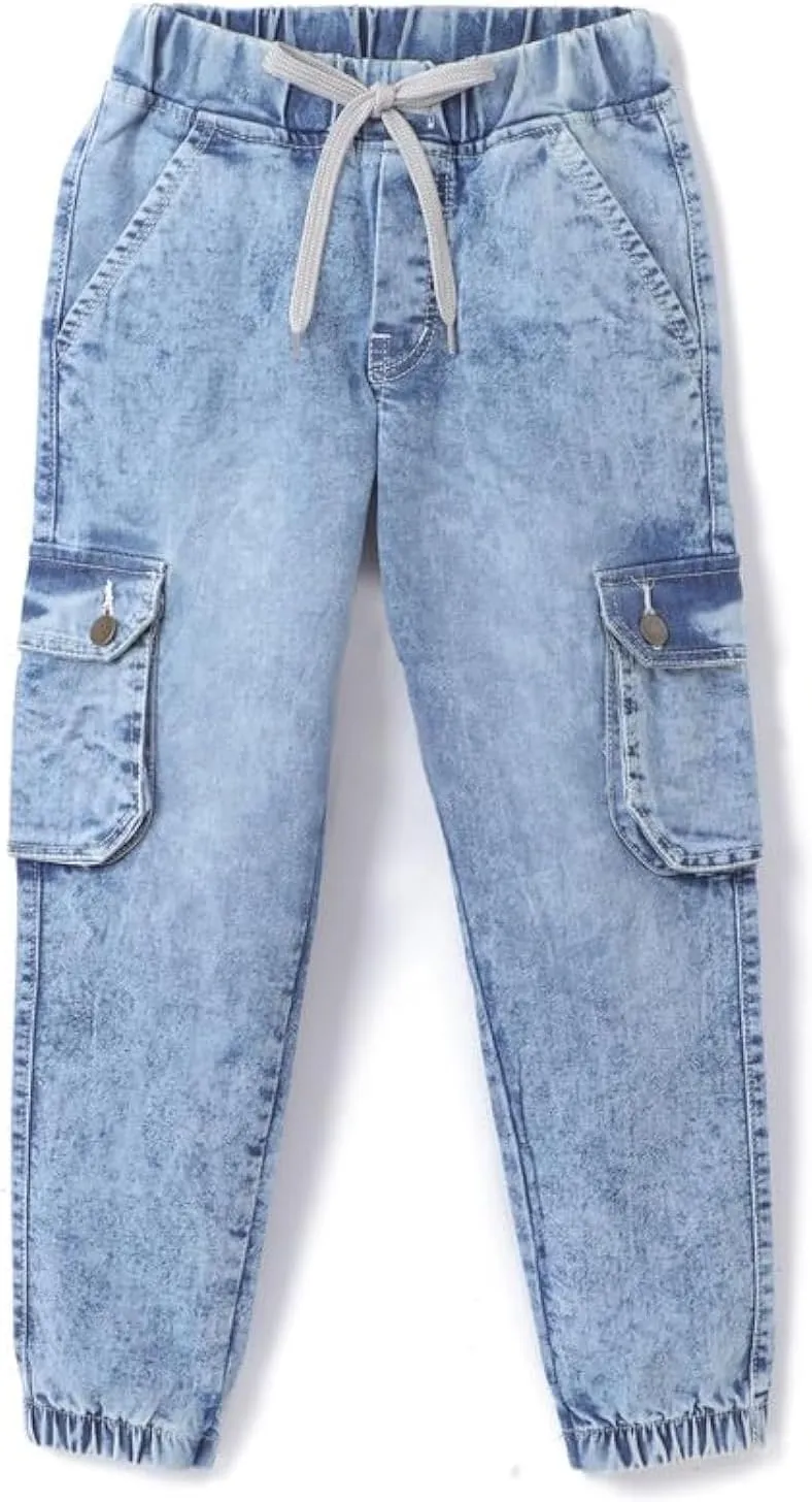 chopper club Boys Denim Cargo Joggers Slim Fit Boys Jeans 3x1 Stretchable Denim Fabric 6 Pockets Cargo Jeans