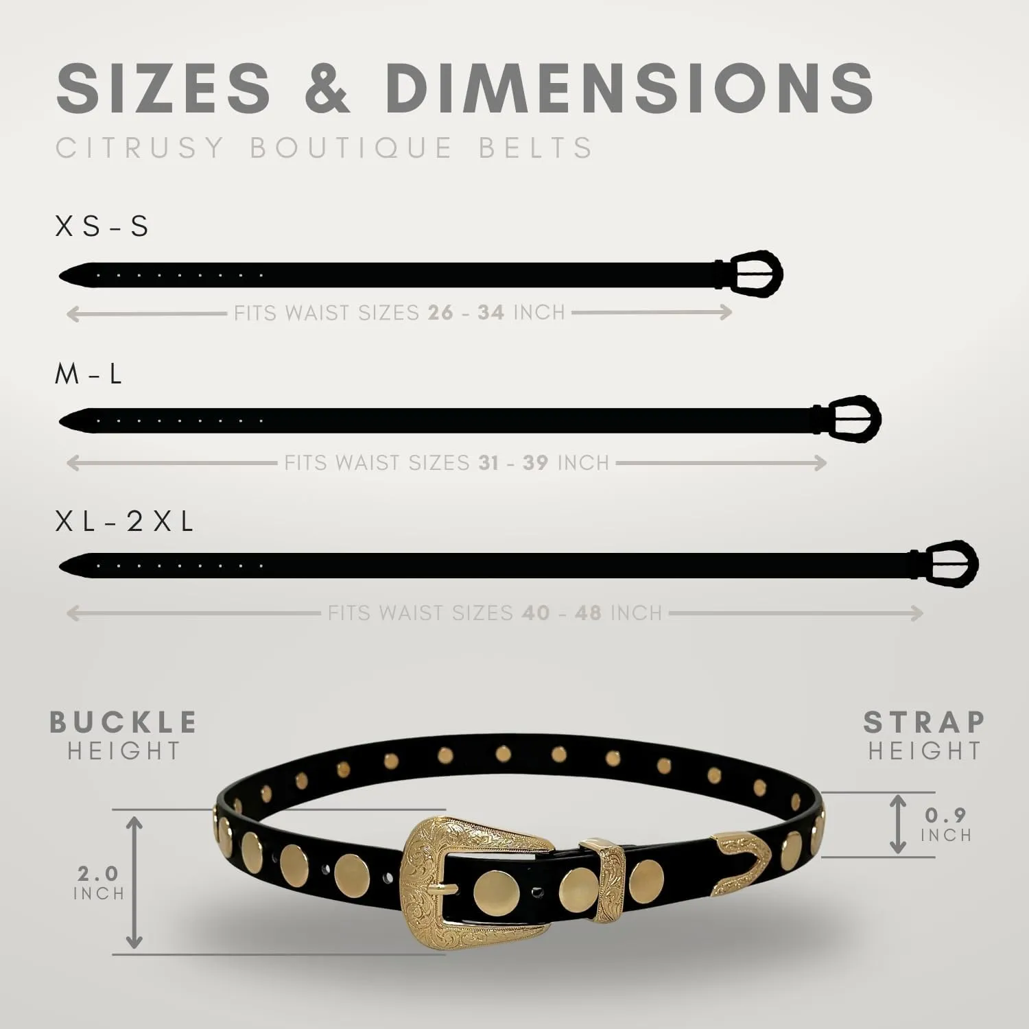Citrusy Boutique 2-Pack | Country Western Fashion Cowgirl Belts for Women | Cute Chunky Gold Western Belt Buckle