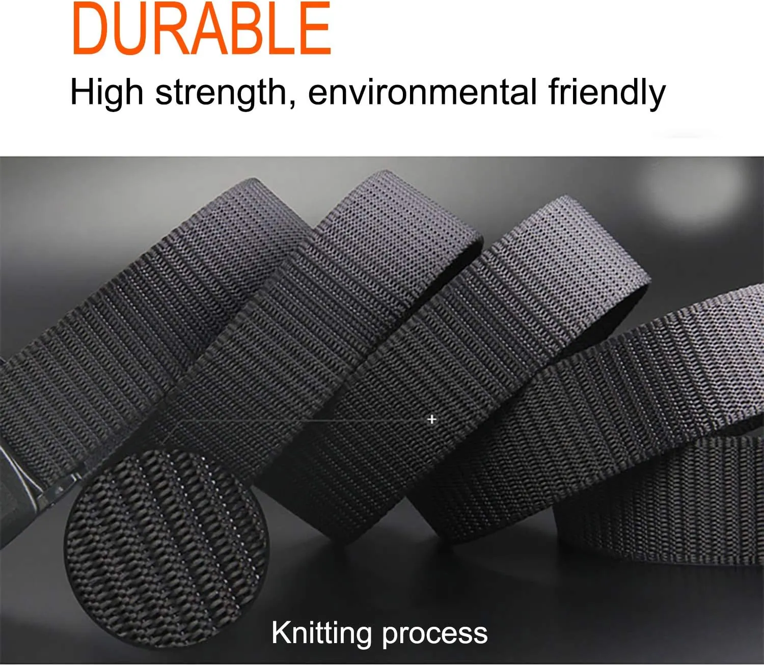 Coobbar 3-Pack Nylon Canvas Belt Plastic Buckle Belt Travel Adjustable Nylon Web Slide Belt