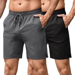 COOFANDY Men's Casual Shorts 7 inch Quick Dry Lightweight Shorts Elastic Waist Summer Beach Shorts