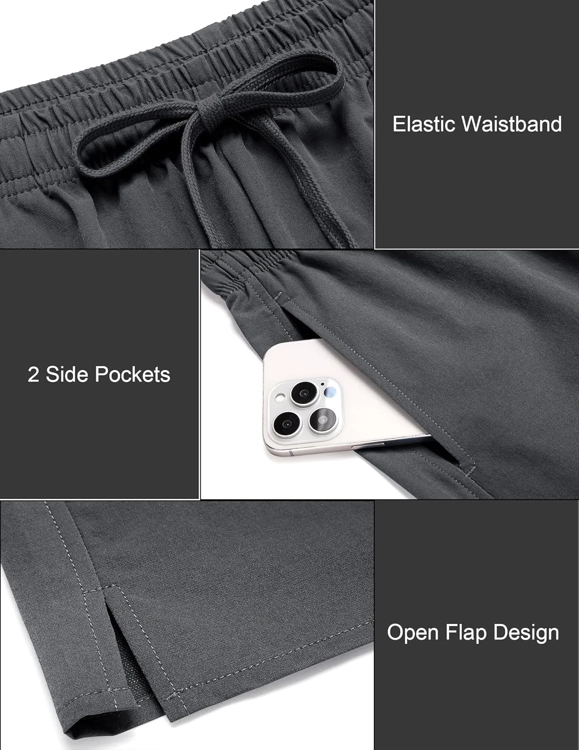 COOFANDY Men's Casual Shorts 7 inch Quick Dry Lightweight Shorts Elastic Waist Summer Beach Shorts
