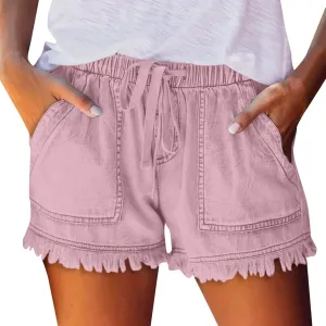 cooki Womens Shorts Summer, Womens Lightweight Shorts Casual Baggy Trendy Short Pants Elastic Waist Drawstring Shorts