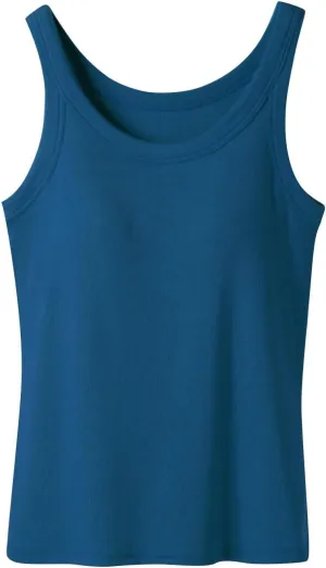 Cotton Tank Tops for Women Solid Color Sleeveless Crew Neck T Shirts Summer Casual Seamless Blouse with Built in Bra
