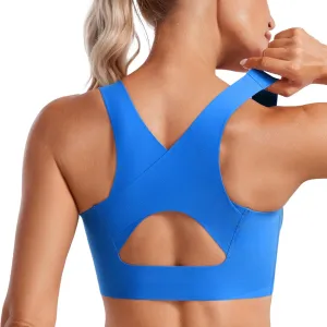 CRZ YOGA Womens Flex Sculpt Racerback Sports Bra - U Neck Medium Impact Padded Wireless Workout Gym Crop Top