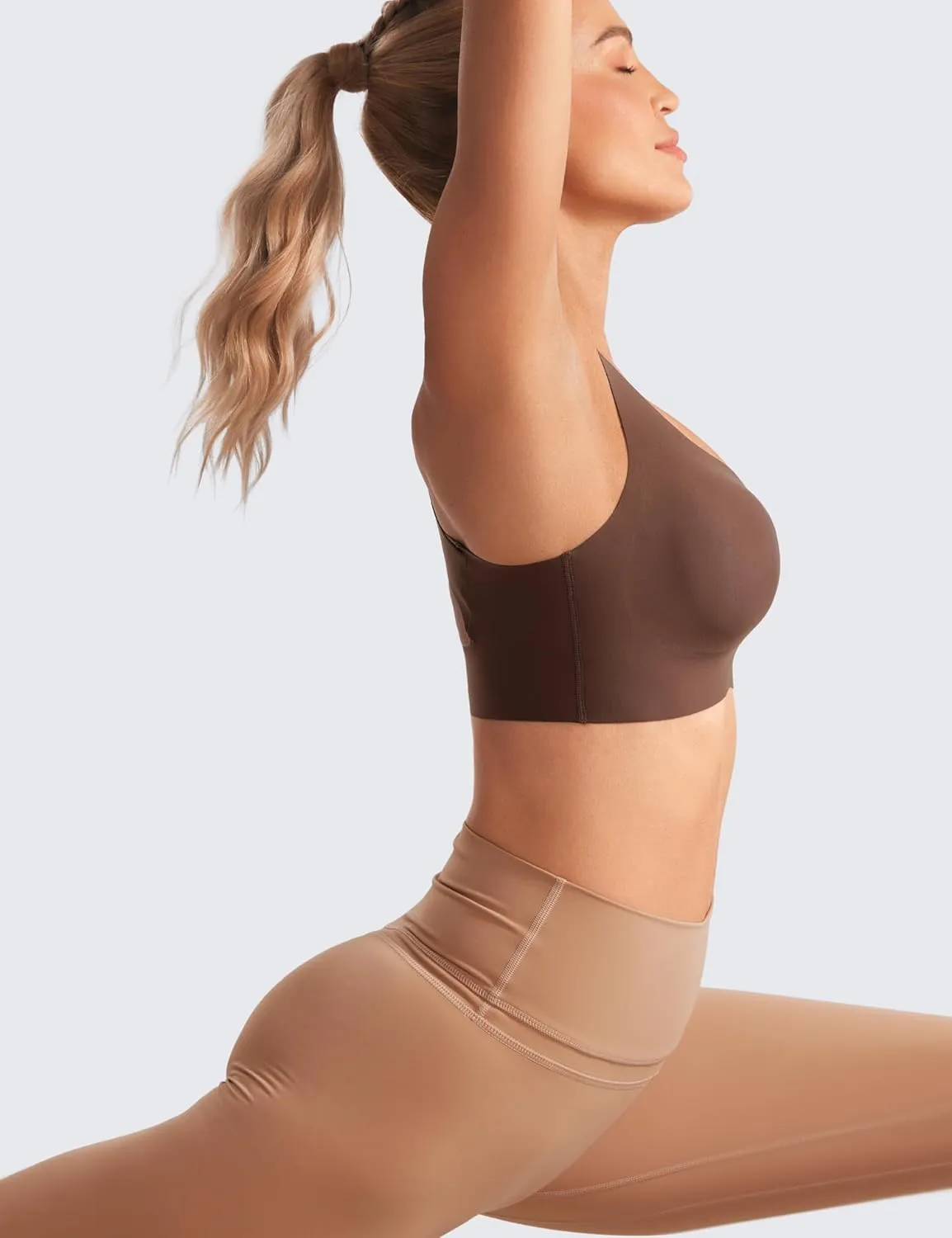 CRZ YOGA Womens Flex Sculpt Racerback Sports Bra - U Neck Medium Impact Padded Wireless Workout Gym Crop Top