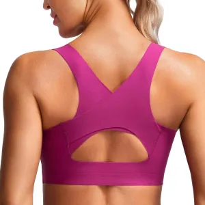 CRZ YOGA Womens Flex Sculpt Racerback Sports Bra - U Neck Medium Impact Padded Wireless Workout Gym Crop Top