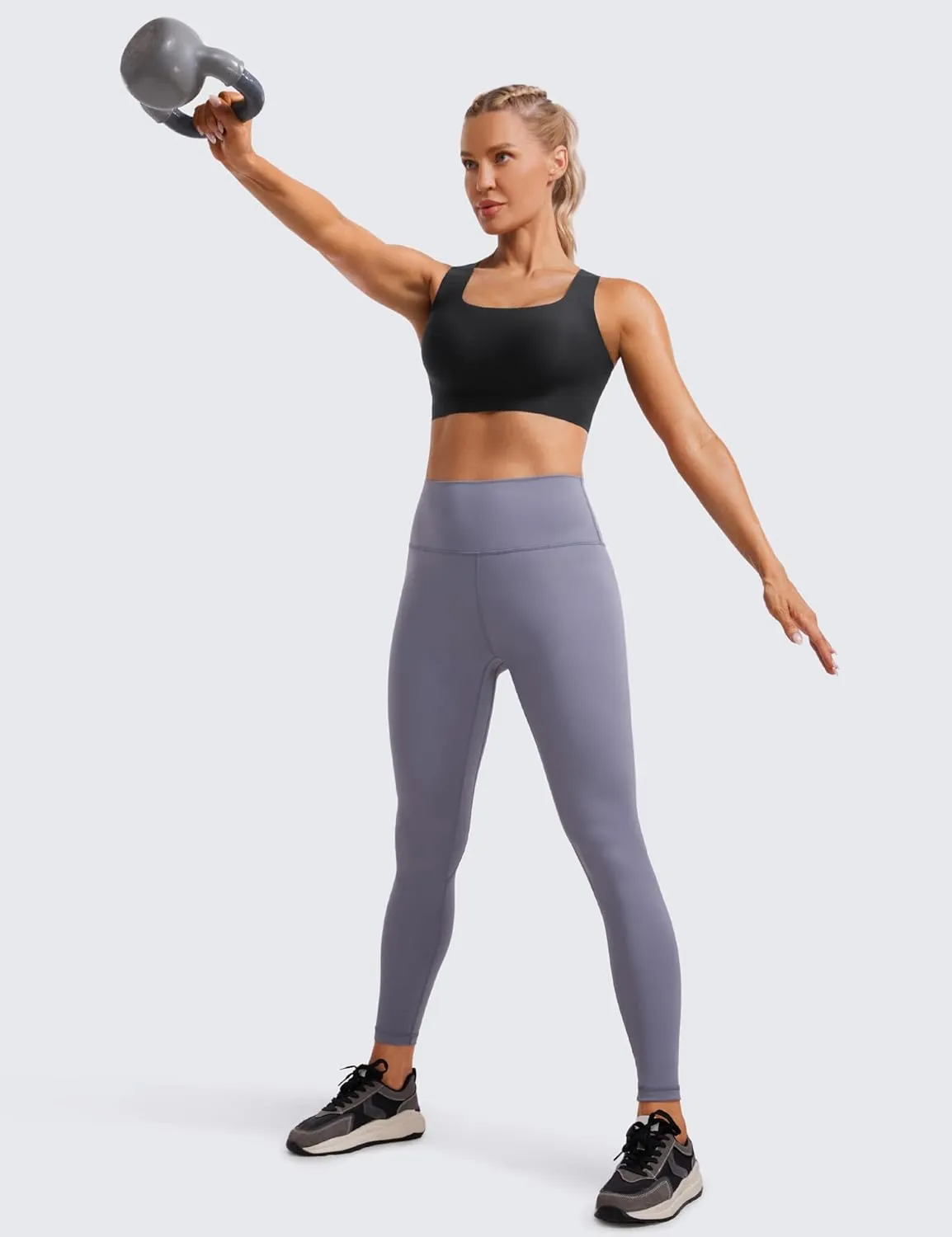CRZ YOGA Womens Flex Sculpt Racerback Sports Bra - U Neck Medium Impact Padded Wireless Workout Gym Crop Top