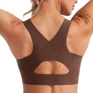CRZ YOGA Womens Flex Sculpt Racerback Sports Bra - U Neck Medium Impact Padded Wireless Workout Gym Crop Top