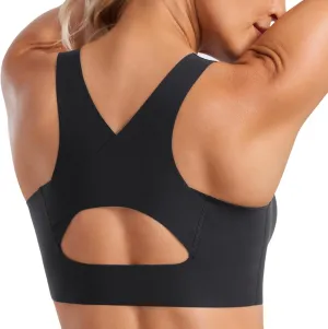 CRZ YOGA Womens Flex Sculpt Racerback Sports Bra - U Neck Medium Impact Padded Wireless Workout Gym Crop Top