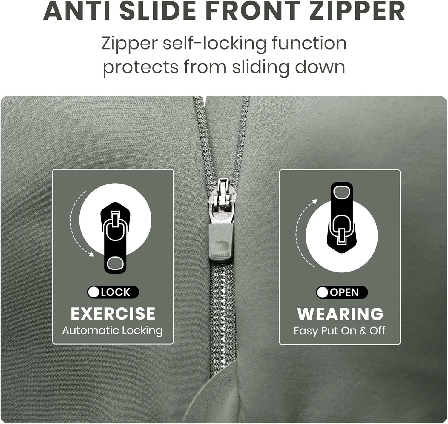 CRZ YOGA Womens Zip Front High Impact Sports Bra - Molded Cup Adjustable Convertible Straps Wireless Workout Yoga Crop Top