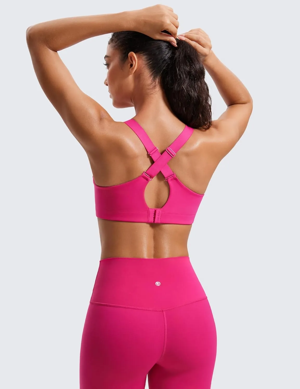 CRZ YOGA Womens Zip Front High Impact Sports Bra - Molded Cup Adjustable Convertible Straps Wireless Workout Yoga Crop Top