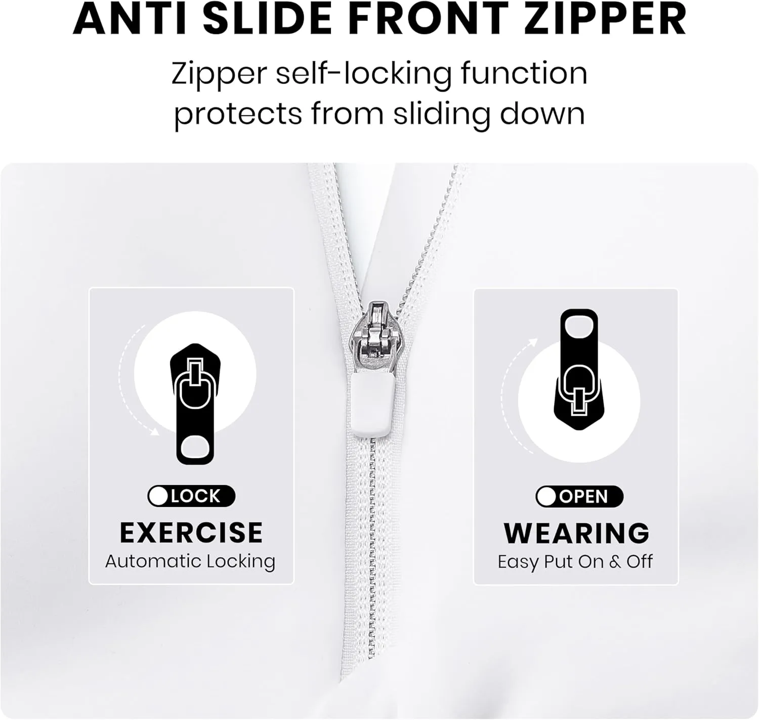 CRZ YOGA Womens Zip Front High Impact Sports Bra - Molded Cup Adjustable Convertible Straps Wireless Workout Yoga Crop Top