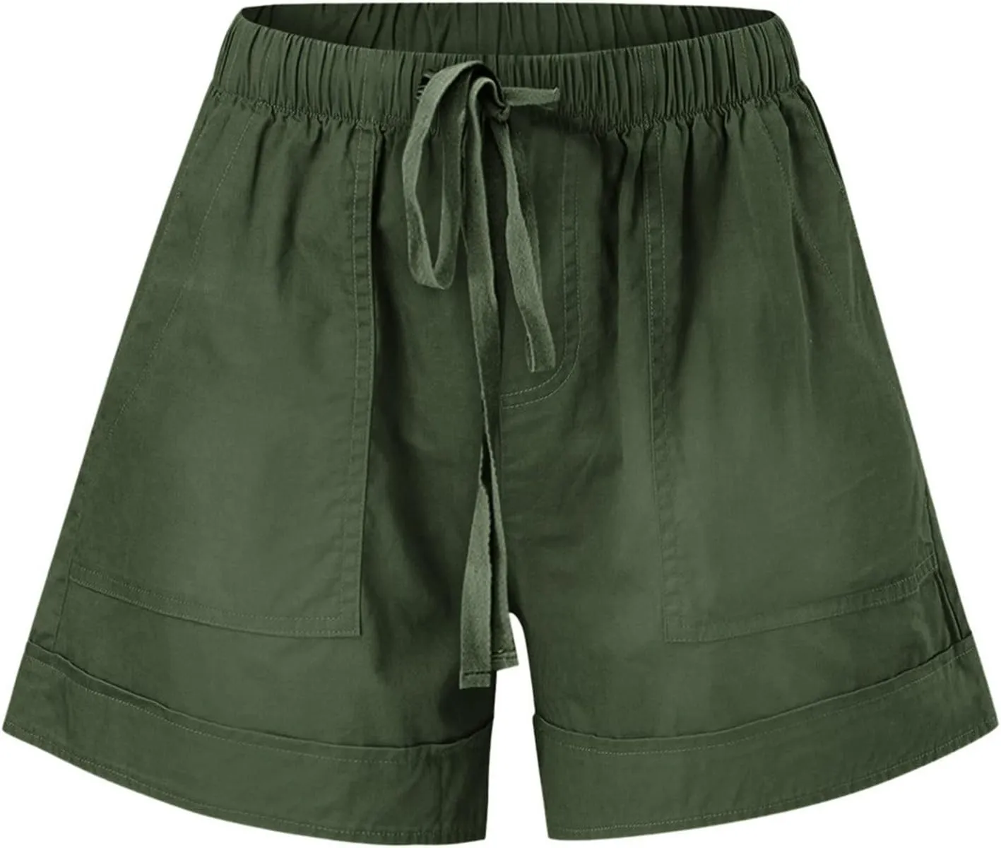 DASAYO Shorts with Pockets for Women Cotton Drawstring Elastic Waist Casual Shorts Loose Lounge Summer Shorts