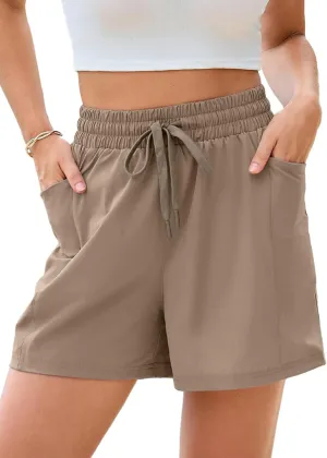 Dokotoo Women's Athletic Shorts High Waisted Running Shorts Quick Dry Daily Casual Comfy Drawstring Shorts Pocket