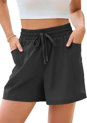 Dokotoo Women's Athletic Shorts High Waisted Running Shorts Quick Dry Daily Casual Comfy Drawstring Shorts Pocket
