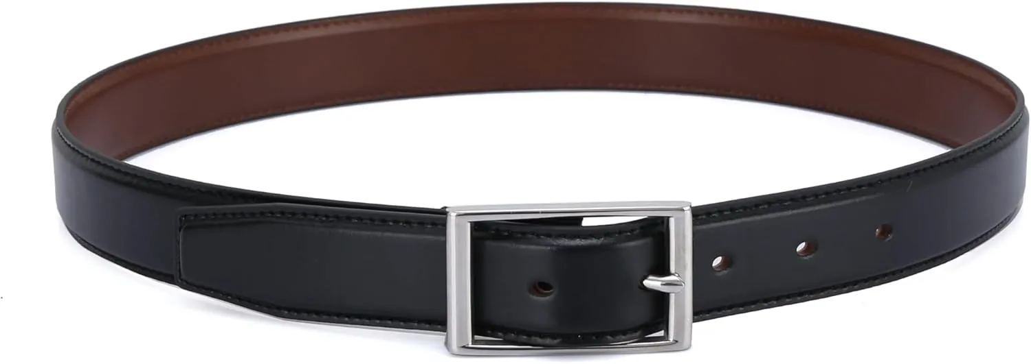 DOSHI Center Bar Formal Vegan Belt - Ultra Premium Quality Men's Vegan Belt - Upgraded Microfiber Vegan Leather Belt for Men
