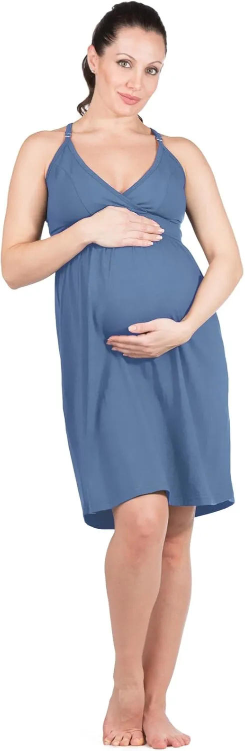 Fishers Finery Women's EcoFabric Wireless Sleeveless Maternity Nursing Nightgown