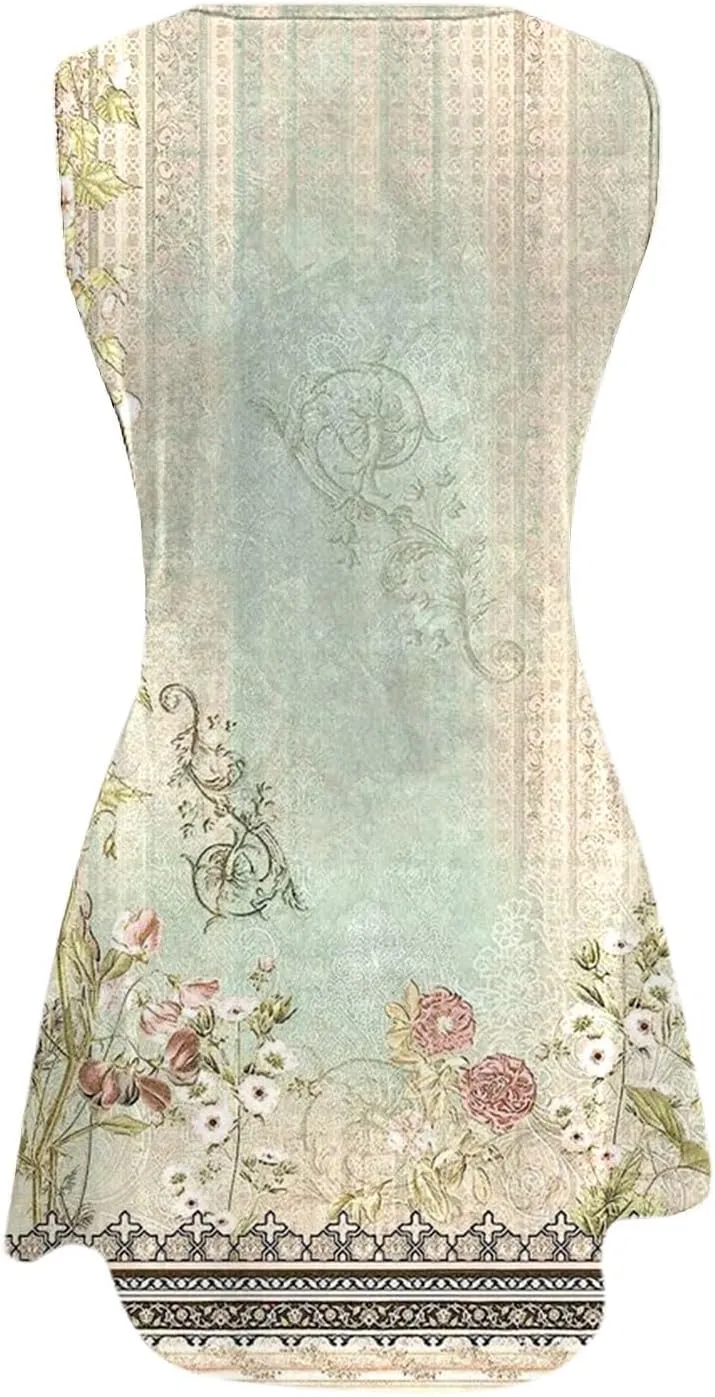 Floral Dresses for Women Womens with Pockets Summer Casual Tank Dress Sleeveless Midi Beach Dress Plus Size Dresses