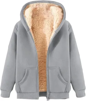FMCHICO Fleece Lined Jackets for Men Winter Coats Fashion Zip Up Hoodies Sweatshirts Warm Sherpa Cardigan