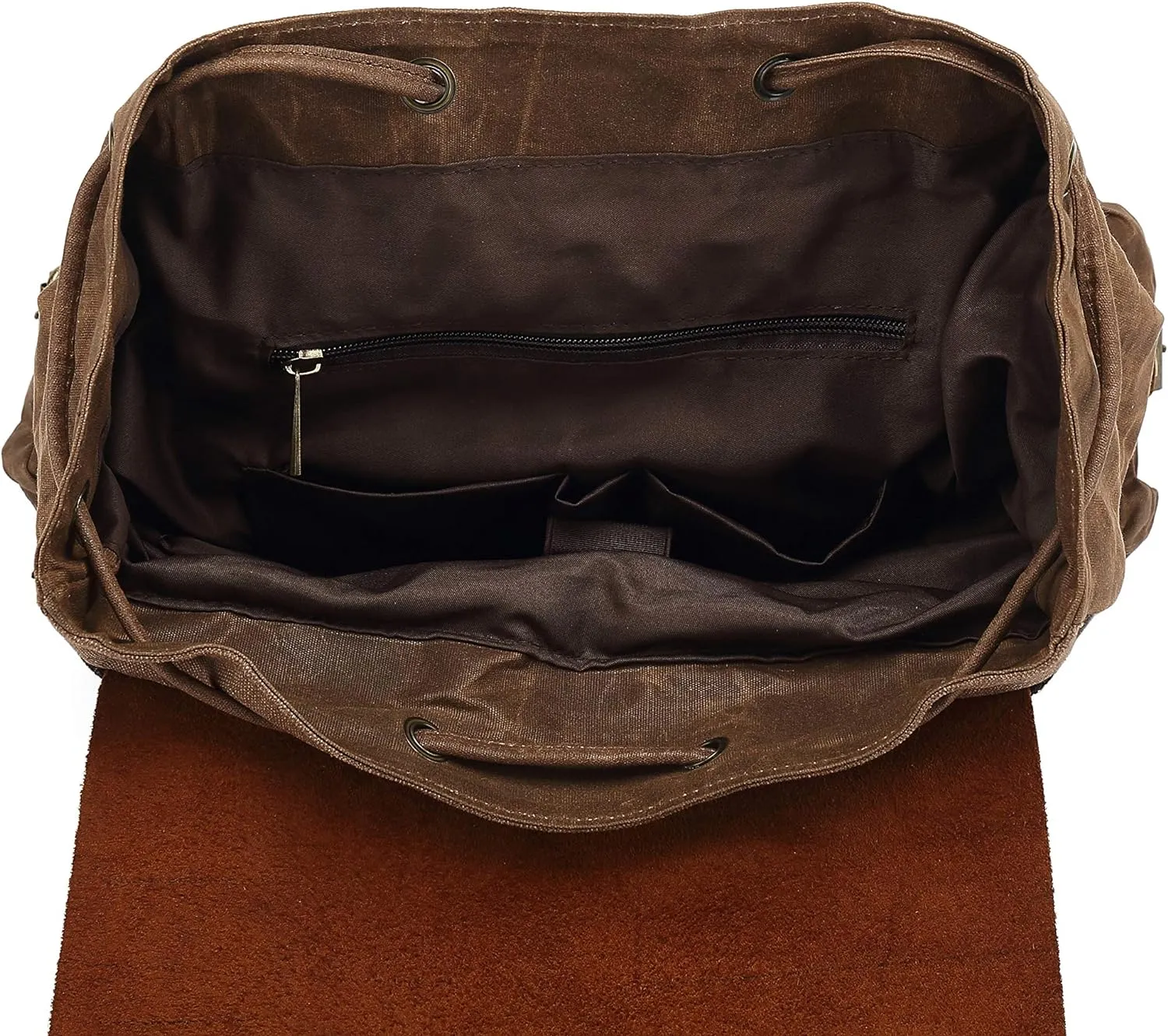 Genuine Leather Canvas waxed Backpack Travel Rucksack Laptop Bag