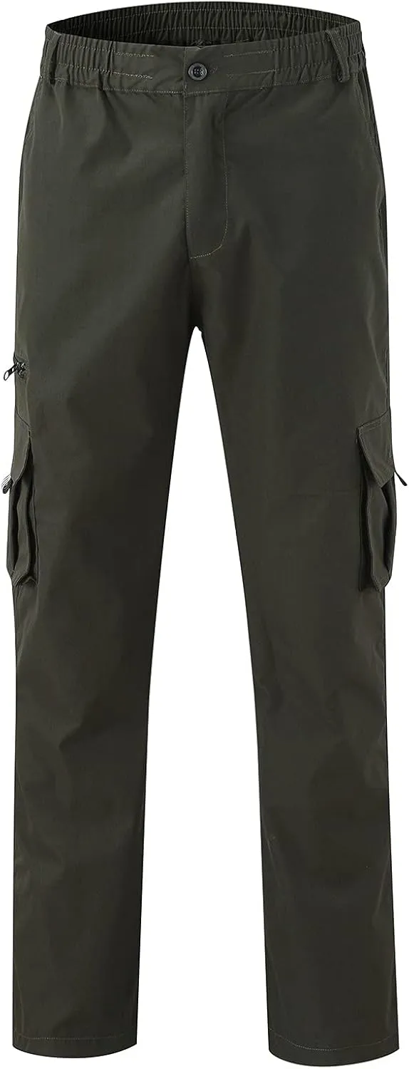 GIERIDUC Mens Stretch Waist Cargo Pants Mens Khaki Cargo Pants Relaxed Fit Mens Activewear Pants Tall Best Long Pants for Men