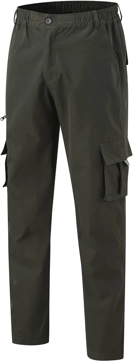 GIERIDUC Mens Stretch Waist Cargo Pants Mens Khaki Cargo Pants Relaxed Fit Mens Activewear Pants Tall Best Long Pants for Men