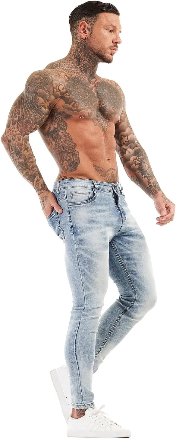 GINGTTO Men's Skinny Jeans Stretch Ripped Tapered Leg