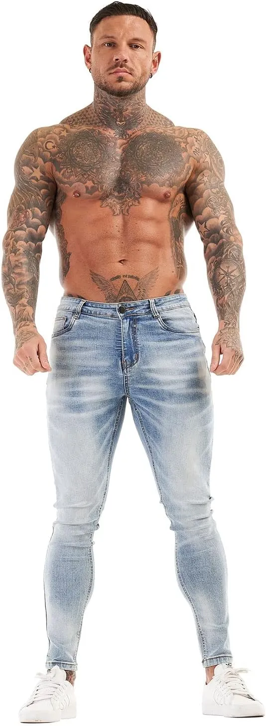 GINGTTO Men's Skinny Jeans Stretch Ripped Tapered Leg