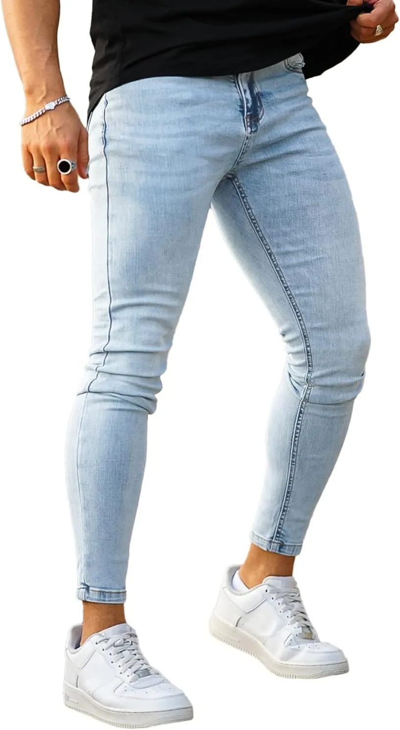GINGTTO Men's Skinny Jeans Stretch Ripped Tapered Leg