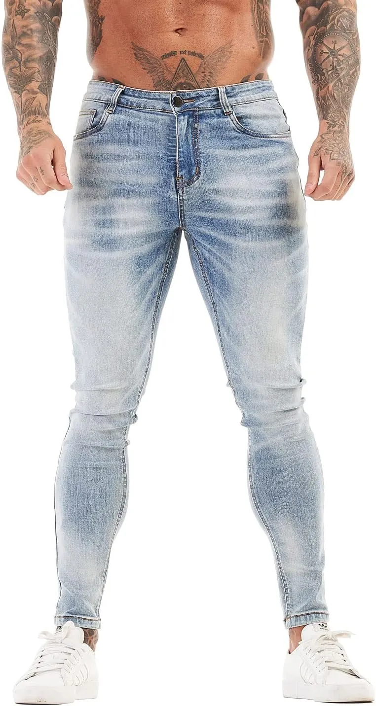 GINGTTO Men's Skinny Jeans Stretch Ripped Tapered Leg