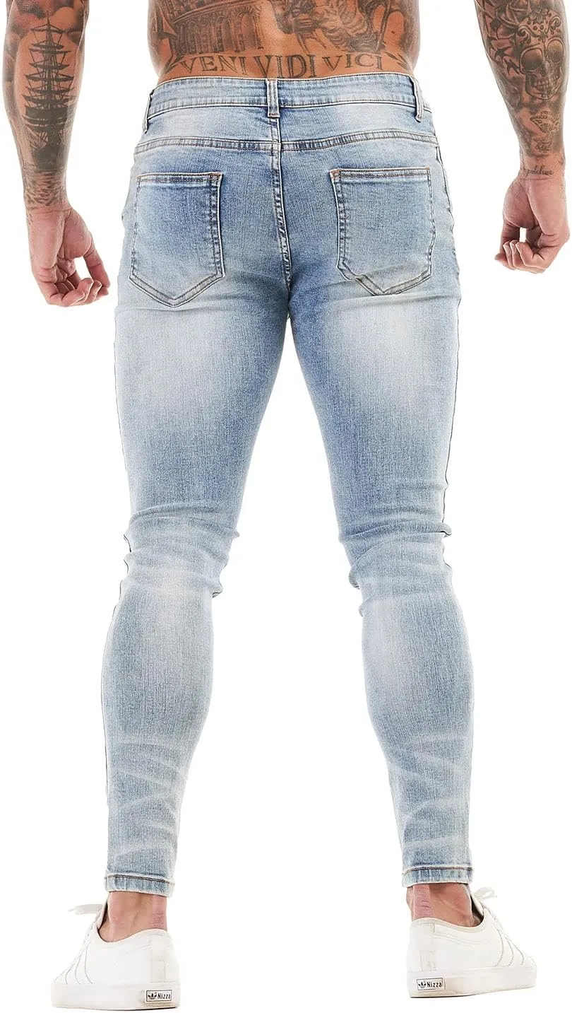 GINGTTO Men's Skinny Jeans Stretch Ripped Tapered Leg