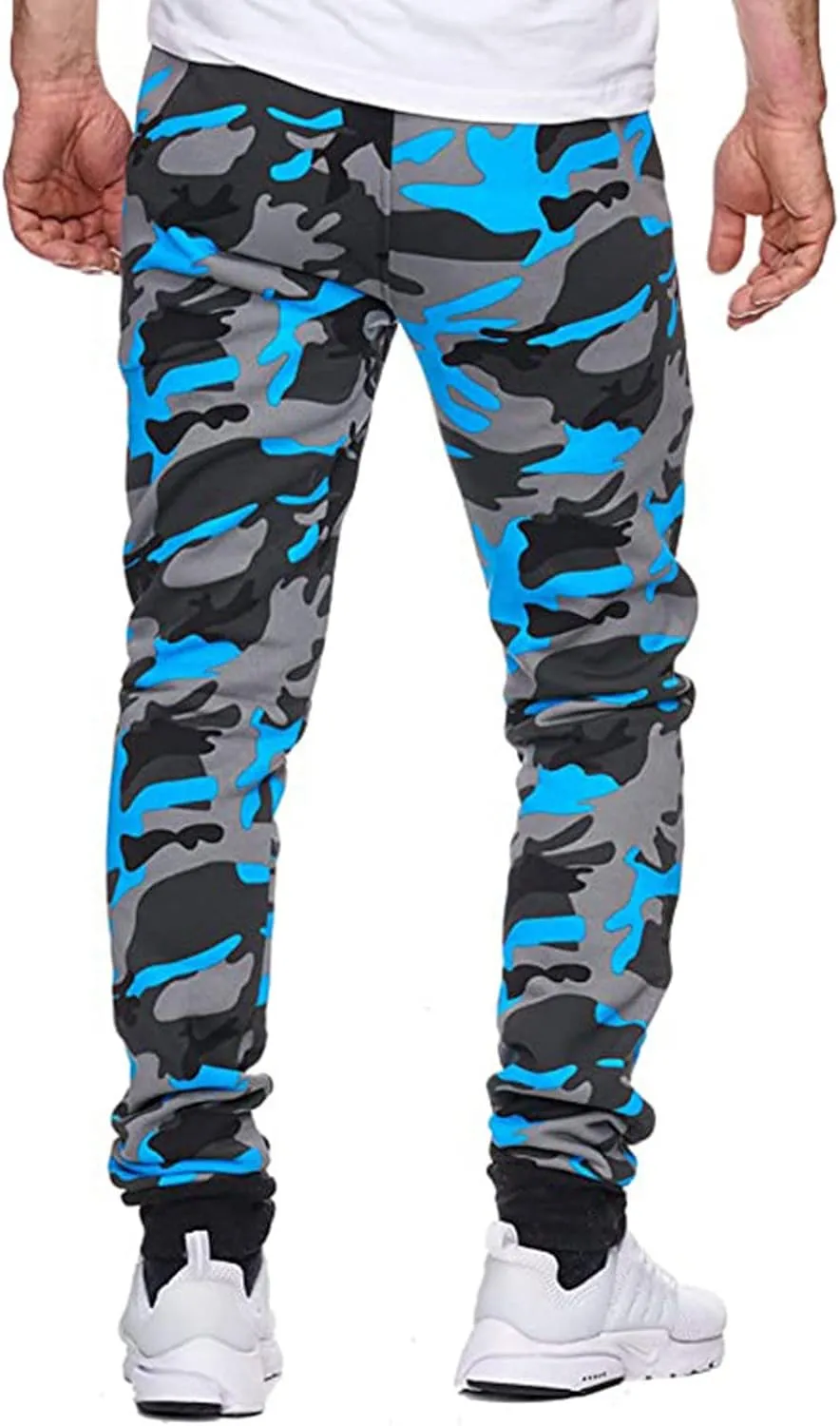 GOFULY Cargo Pants for Men Camouflage Print Casual Drawstring Stretch Elastic Waist Sweat Pants with Pocket Pants Trousers