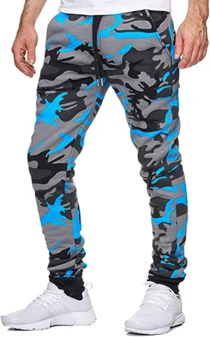 GOFULY Cargo Pants for Men Camouflage Print Casual Drawstring Stretch Elastic Waist Sweat Pants with Pocket Pants Trousers