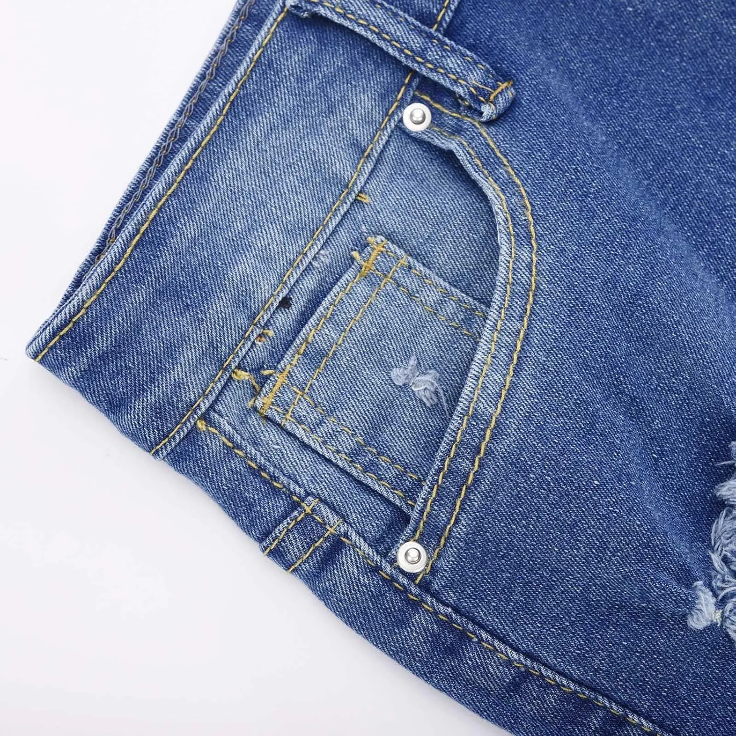 HGps8w Womens Teen Girls Chic Jean Shorts Distressed Ripped Denim Shorts High Waisted Casual Summer Streetwear Shorts