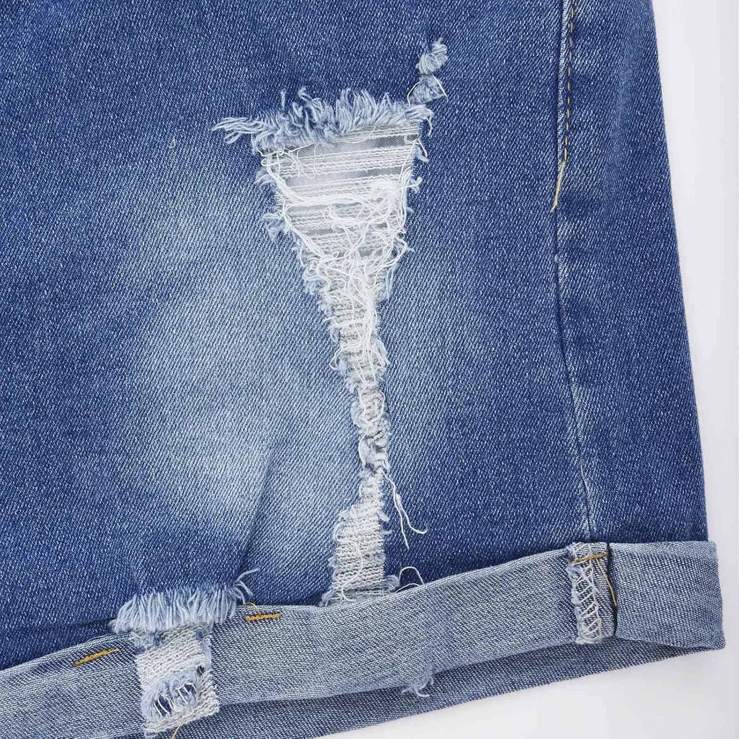 HGps8w Womens Teen Girls Chic Jean Shorts Distressed Ripped Denim Shorts High Waisted Casual Summer Streetwear Shorts