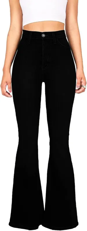 High Waisted Bell Bottom Jeans for Women Black Flare Jeans Retro Bootcut Jeans Stretch Wide Leg Denim Pants