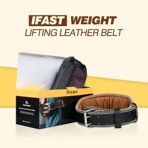 IFAST Weight Lifting Belt, Leather Weight Lifting Belt for Men and Women with 4 inch Padded Lumbar Support Belt for Weightlifting Deadlift, Cross Training, Power Lifting Workout & Squats Exercise